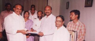 Appeal to Sri. Y.S. Rajashekar Reddy, Chief Minister of Andhra Pradesh to allot land for construction of permanent hostel building by Sri. C.V.Raghuveer, President, M. Rajesh, General Secretary and Other committee members of AVG.